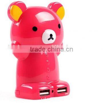 Hot selling best quality new design with CE,FCC,ROHS teddy bear power bank 1200/1900/2200/2600mah