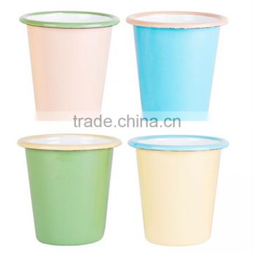 Enamelware Short Tumbler-Set of 4pcs 10oz Colorful Enamel Tumbler Cups With Coloured Rim