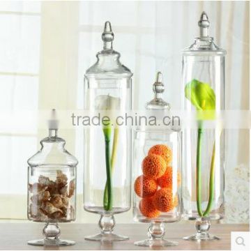 Tall wedding table centerpieces european goblet shaped terarium glass jars with lid