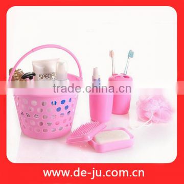 Round PP Basket Cleaning Red Bathroom Accessory