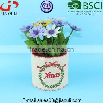 BSCI Audit Factory With Screenprinting Linen Xmas Felt Planter Pot photo-3