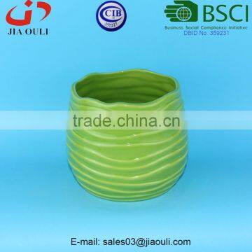 BSCI Audit Factory Decorative colourful Ceramic Wavy surface Design Planter, glazed ceramic flower pot