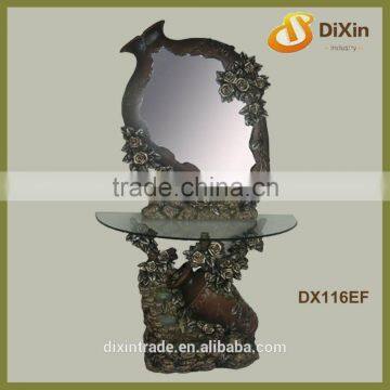 flower artistical antique style console table with mirror