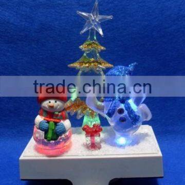 2015 christmas double snowman stocking holder with led