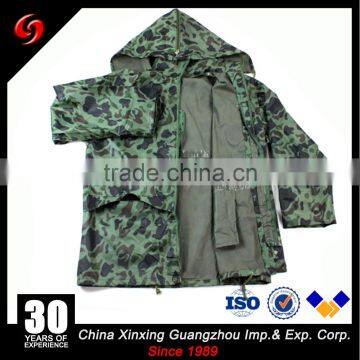 Military Poncho Raincoat 100% PVC Military Camoflage Raincoat