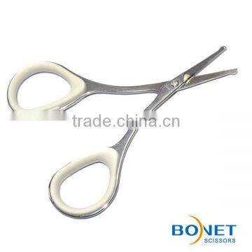 SEM0013 3-1/2'' Mirror Polised Blades Soft Rubber Ring Handle High Quality Round/sharp Point Vibrissa/nose Hair Scissors photo-5