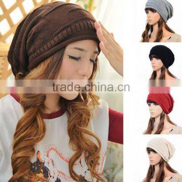 Cheap Knitting Wool Hip Hop Women Winter Knitted Beanie Hat