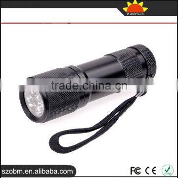 2016 Lastest OEM Aluminum Alloy 9 LED UV LED Flashlight Torch