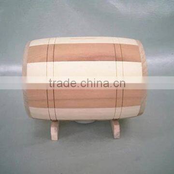 Custom lovely good-looking barrel shape wooden piggy bank for children