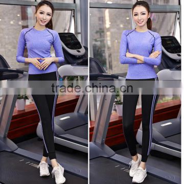 wholesale 88% polyester 12% spandex sport tops women, gym wear, long sleeve yoga tops women