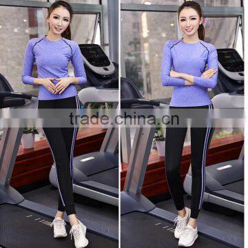Wholesale 88% Polyester 12% Spandex Sport Tops Women, Gym Wear, Long Sleeve Yoga Tops Women