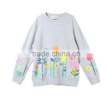 Grey Graphic Flowers Betty Sweatshirt Kid Clothing Wholesle Childern Wear HSs5141 photo-2