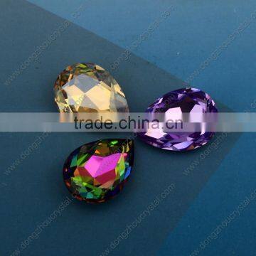 DZ-3003 Pear Vitrail Medium 10x14mm Crystal Metal Setting Sew On Rhinestone photo-4