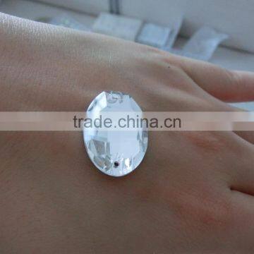 Oval Sew-on Crystal Flatback Glass Bead With Holes Crystal Color Glass Bead for Wedding Dress photo-3