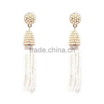Bohemian Jewelry Small Beads Long Tassel Charms Earrings for Women photo-3