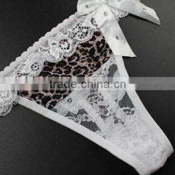 Stock Hot Sale White Bowknot Lace Leopard Cute Underwear Women Sey Panties String Women Thongs and g Strings Female Briefs G-str photo-6