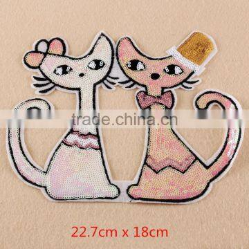Cat Sequined Badge Rebersible Sequin Designs Embroidery Patch photo-2