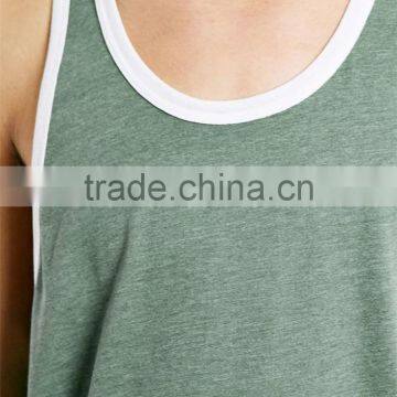 Trade Assurance Supplier Cheap Wholesale Green and White Ringer Gym Vest for Men photo-3