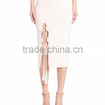 Wholesale Fitness Apparel For Women Wear Plain Dyed Floral Midi Pencil One Pace Package Buttock Solid Knit Skirt photo-3