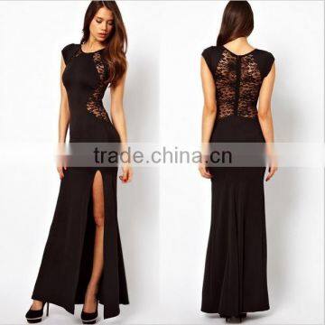 sales side slit transparent back lace nightwear sexy night dresses