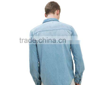 Latest Shirts Design Gradient Cotton Mens Denim Shirts photo-3