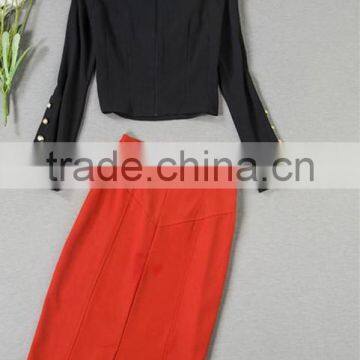Wholesale Women Dress New Arrival Crop Top High Waisted Skirt 2 Piece Set Women Sexy Runway Top and Skirt Set Long Sleeves photo-3