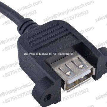 High Quality USB Female Screw Lock Panel Mount Industrial Grade USB Extension Cables