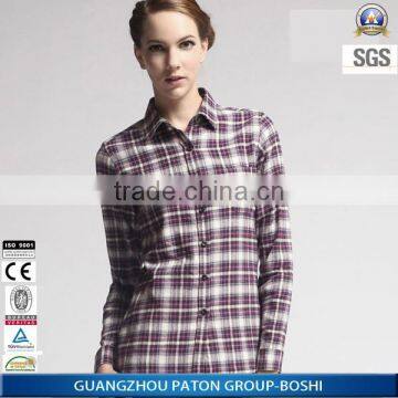 OEM Women Fashion Plaid Fannel Casual Shirt Factory Price photo-3
