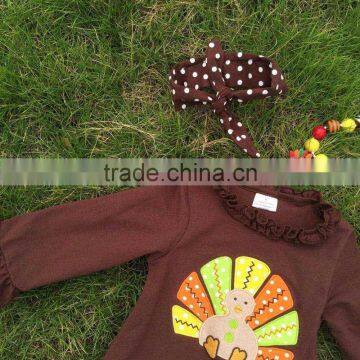 2T-7 New Baby Girls Thanks Giving Pant Outfits Turkey Boutique Outfits Matching Hair Bows and Chunky Necklace Set photo-2
