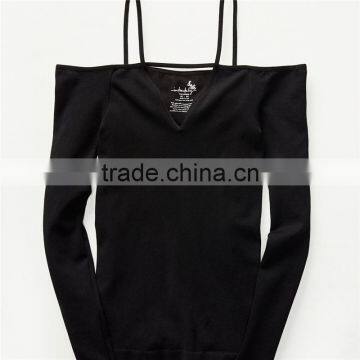 2017 OEM Cool Next-to-skin Fit Stretchy Layering Black Fitted Blouse photo-5