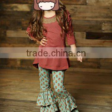 2017 yiwu children clothes latest children dress designs girl's fashion red long sheeve boutique Europe type style outfit