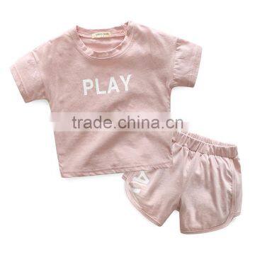 Wholesales Summer Cotton Short Sleeve Kids t Shirt With Pants Set photo-4