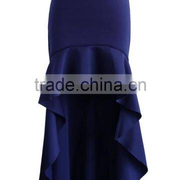 2016 Guangzhou Shandao Wholesaler Bulk Price Women Summer Party Wear Navy Cotton Short Front Long Back Skirts photo-2