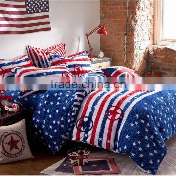 2017 New Design England Style Print Bedding Set Flannel Blanket