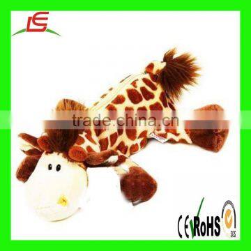 C114 Plush Cartoon Fluffy GIRAFFE Animal Pencil Case plush Pen Bag