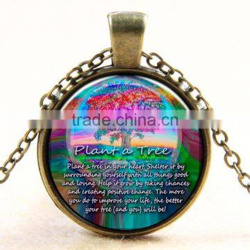 XP-TGN-LT-127 Best Price Mandala Gemstone Life Tree Charm Cabochon Round Glass Antique Time Gem Necklace In Glass photo-2