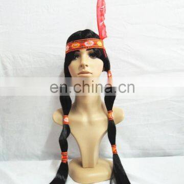 Native Indian Plaits Feather Indian Women Hair Wig photo-2