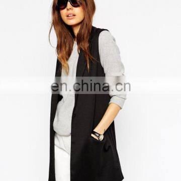 Women's Sleeveless Ponte Blazer with Hem split to the back