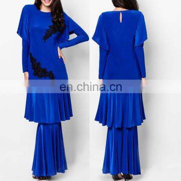 100% Polyester Beaded Light Blue Wholesale Price Muslim Dress