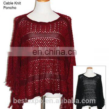 fashion spring pullover new design poncho sweater wholesale women knitted poncho