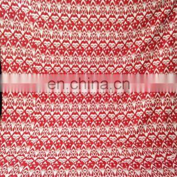 Ikat Printed Kantha Quilt, Designer Kantha Bedspread