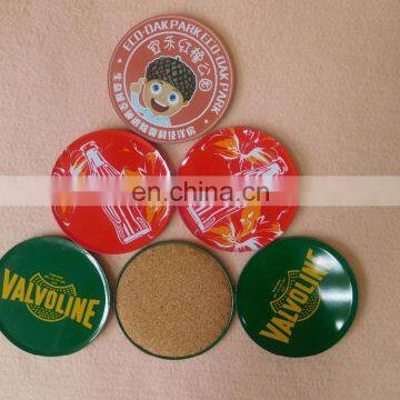 Custom Printing Logo Round Tin Coaster With Cork Back photo-2