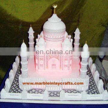 White Marble Taj Mahal Replicas, Decorative Marble Taj Mahal With Lighting