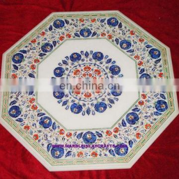 Octagonal Marble Inlay Table Top, Inlay Marble Coffee Table Top