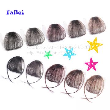 Women Human Hair Clip In Bangs Fringe Blonde Hair Extensions Front on Brown Black Blonde