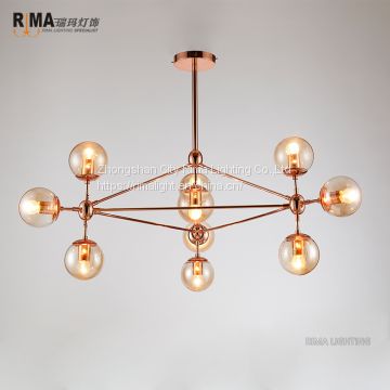 Rima Lighting New Model Indoor Ceiling Fancy Rose Gold Pendant Light with Glass Ball