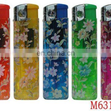 high quality windproof plastic lighter with flower finish