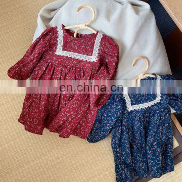 2020 autumn and winter new products girls floral dress skirt pastoral style art skirt mid-length Korean