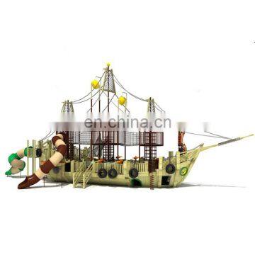 Guangzhou wooden pirate boat style  indoor or outdoor combination slide equipment