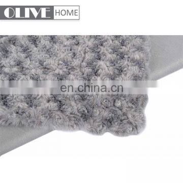 Low Price Supet Soft Comfortable Faux PV Fur Mink Blanket With Brushed Rose Pattern photo-5